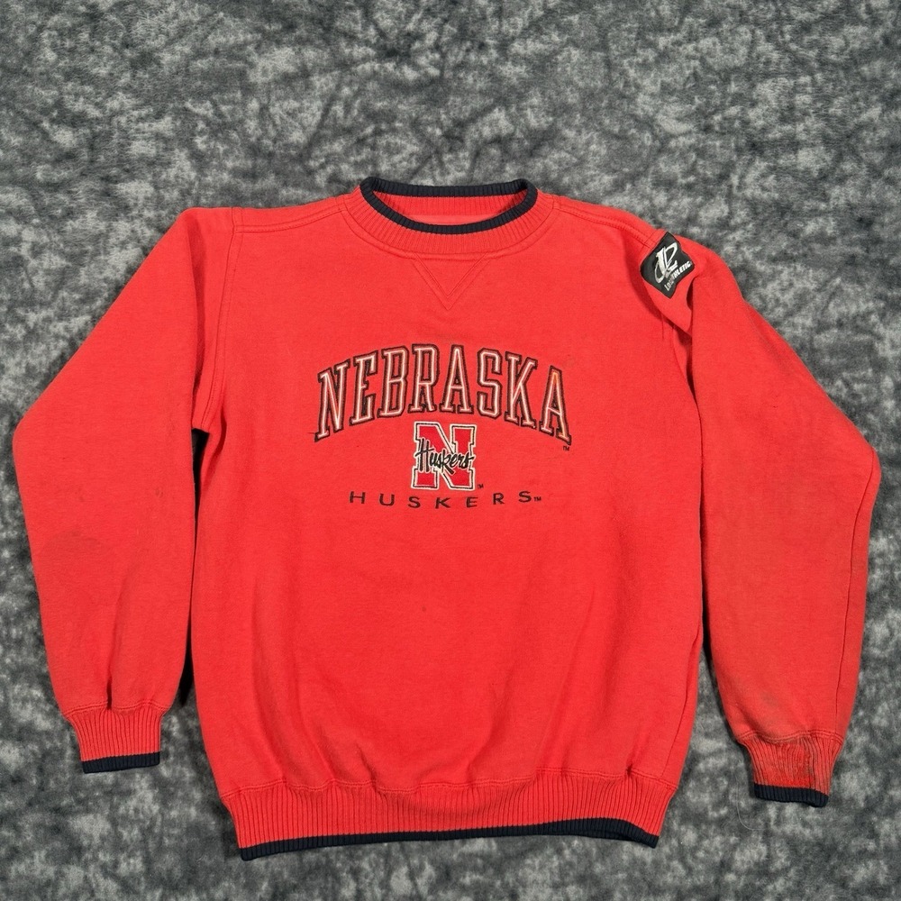 Vintage Nebraska Huskers Ringer Sweatshirt Mens L Logo Athletic 90s Crewneck
